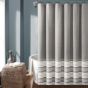 Lush Decor , Gray Nantucket Yarn Dyed Cotton Tassel Fringe Shower Curtain, 72" x 72", 16T004620 Lush Decor , Gray Nantucket Yarn Dyed Cotton Tassel Fringe Shower Curtain, 72" x 72", 16T004620