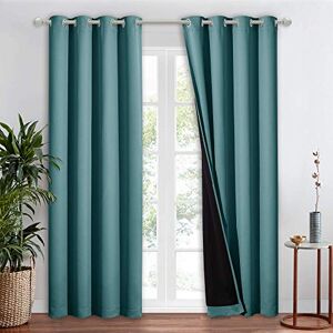 NICETOWN 100% Blackout Blind, Laundry Room Decor Window Treatment Curtains, Thermal Insulated Energy Smart Drape and Drapery for Villa, Hall and Studio, Sea Teal, 1 PC, 52 inches x 95 inches NICETOWN 100% Blackout Blind, Laundry Room Decor Window Treatment Curtains, Thermal Insulated Energy Smart Drape and Drapery for Villa, Hall and Studio, Sea Teal, 1 PC, 52 inches x 95 inches