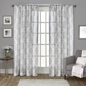 Exclusive Home Curtains Nagano Sheer Rod Pocket Top Panel Pair, Dove Grey, 54x108, 2 Piece Exclusive Home Curtains Nagano Sheer Rod Pocket Top Panel Pair, Dove Grey, 54x108, 2 Piece