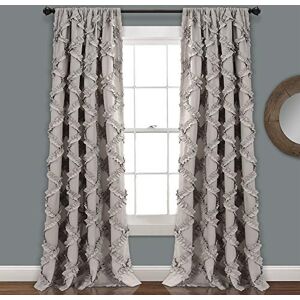 Lush Decor , Gray Ruffle Diamond Curtains Textured Window Panel Set for Living, Dining Room, Bedroom (Pair), 84” x 54, 2 Count Lush Decor , Gray Ruffle Diamond Curtains Textured Window Panel Set for Living, Dining Room, Bedroom (Pair), 84” x 54, 2 Count