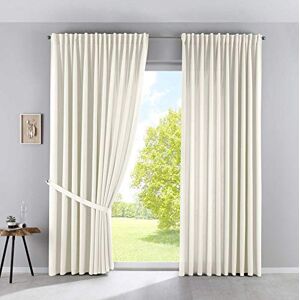 Gardinenbox Palermo Set of 2 Opaque Curtains, Extra Wide, Matte, Translucent, Concealed Loops, Tiebacks, 100002651-2, 100% Polyester, Cream, H x W 250 x 300 cm Gardinenbox Palermo Set of 2 Opaque Curtains, Extra Wide, Matte, Translucent, Concealed Loops, Tiebacks, 100002651-2, 100% Polyester, Cream, H x W 250 x 300 cm