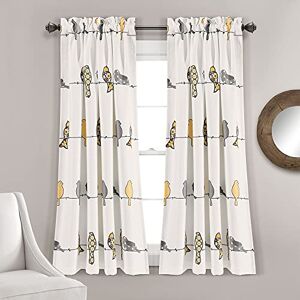 Lush Decor Rowley Birds Light Filtering Window Curtain Panels, Pair, 52" W x 63" L, Yellow & Gray Colorful Floral Print Whimsical & Playful Bird Curtains For Bedroom, Living Room, Or Dining Room Lush Decor Rowley Birds Light Filtering Window Curtain Panels, Pair, 52" W x 63" L, Yellow & Gray Colorful Floral Print Whimsical & Playful Bird Curtains For Bedroom, Living Room, Or Dining Room