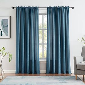 Melodieux Dark Blue Velvety Semi Sheer Curtains 84 Inch Length for Bedroom, Living Room Natural Cotton Texture Rod Pocket Window Sheer Drapes, 52 by 84 Inch (2 Panels) Melodieux Dark Blue Velvety Semi Sheer Curtains 84 Inch Length for Bedroom, Living Room Natural Cotton Texture Rod Pocket Window Sheer Drapes, 52 by 84 Inch (2 Panels)