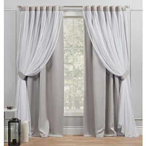 Exclusive Home Curtains Catarina Layered Solid Blackout and Sheer Hidden Tab Top Curtain Panels, 52x96, Cloud Grey Exclusive Home Curtains Catarina Layered Solid Blackout and Sheer Hidden Tab Top Curtain Panels, 52x96, Cloud Grey
