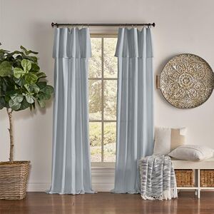 Mercantile Drop Cloth Curtain Panel, Light Filtering Ring & Tab Top with Attached Valance, 95 in Long x 50 in Wide, Farmhouse Single Window Panel, Bedroom, Living Room & Dining Room, Wave Blue Mercantile Drop Cloth Curtain Panel, Light Filtering Ring & Tab Top with Attached Valance, 95 in Long x 50 in Wide, Farmhouse Single Window Panel, Bedroom, Living Room & Dining Room, Wave Blue