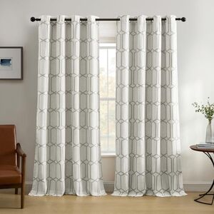 Elrene Home Fashions Kaiden Geometric Room Darkening Grommet Linen Window Curtain Drape Panel, 52" W x 84" L (1, Gray Elrene Home Fashions Kaiden Geometric Room Darkening Grommet Linen Window Curtain Drape Panel, 52" W x 84" L (1, Gray