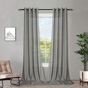 Melodieux 2 Panel Faux Linen Voile Net Curtains Semi Sheer Ring Top Drapes for Bedroom, Living Room, Window Grey, 55 x 54 inch drop (140 x 137cm) Melodieux 2 Panel Faux Linen Voile Net Curtains Semi Sheer Ring Top Drapes for Bedroom, Living Room, Window Grey, 55 x 54 inch drop (140 x 137cm)