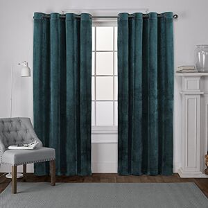 Exclusive Home Curtains Velvet Grommet Top Panel Pair, Teal, 54x96, 2 Piece Exclusive Home Curtains Velvet Grommet Top Panel Pair, Teal, 54x96, 2 Piece