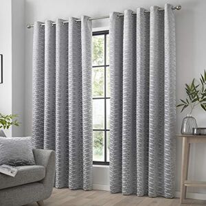 Curtina Luxury Silver Eyelet Curtains W46 x L72 (117x183cm) – Geometric Jacquard Drapes with Leaf Design – 2 Panels – Bedroom or Living Room Thermal Window Treatment – Elegant Home Decor Curtina Luxury Silver Eyelet Curtains W46 x L72 (117x183cm) – Geometric Jacquard Drapes with Leaf Design – 2 Panels – Bedroom or Living Room Thermal Window Treatment – Elegant Home Decor