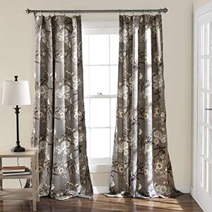Lush Decor Botanical Garden Curtains Floral Bird Print Light Filtering Window Panel Drapes Set for Living, Dining, Bedroom (Pair), Gray, 52" W x 84L Lush Decor Botanical Garden Curtains Floral Bird Print Light Filtering Window Panel Drapes Set for Living, Dining, Bedroom (Pair), Gray, 52" W x 84L