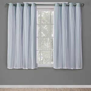 Luxe Exclusive Home Curtains Catarina Woven Blackout Grommet Top Panel Pair, Aqua, 52x63, 2 Piece Luxe Exclusive Home Curtains Catarina Woven Blackout Grommet Top Panel Pair, Aqua, 52x63, 2 Piece