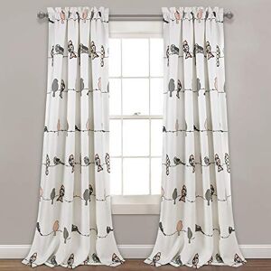 Lush Decor Rowley Birds Light Filtering Window Curtain Panels, Pair, 52" W x 95" L, Blush & Gray Colorful Floral Print Whimsical & Playful Bird Curtains For Bedroom, Living Room, Or Dining Room Lush Decor Rowley Birds Light Filtering Window Curtain Panels, Pair, 52" W x 95" L, Blush & Gray Colorful Floral Print Whimsical & Playful Bird Curtains For Bedroom, Living Room, Or Dining Room
