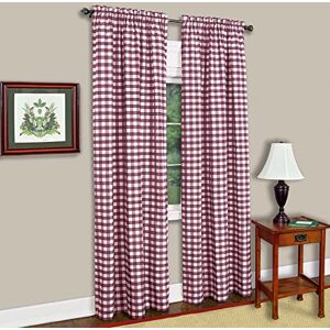 ACHIM Buffalo Check Panel Window Curtain 42 Inch Width, 63 Inch Length Burgundy & Ivory Plaid Light Filtering Farmhouse Country Drapes for Bedroom Living & Dining Room by Home Decor ACHIM Buffalo Check Panel Window Curtain 42 Inch Width, 63 Inch Length Burgundy & Ivory Plaid Light Filtering Farmhouse Country Drapes for Bedroom Living & Dining Room by Home Decor