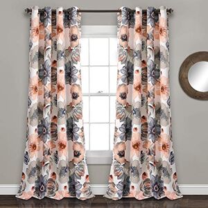Lush Decor Leah Floral Insulated Grommet, Polyester, Coral and Gray, 52" W x 95" L (Pack of 1) Lush Decor Leah Floral Insulated Grommet, Polyester, Coral and Gray, 52" W x 95" L (Pack of 1)