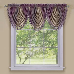 ACHIM Soft Waterfall Valance Window Curtains 46 Inch Width, 40 Inch Length Ombre (Aubergine) Light Filtering Decorative Polyester Drapes for Bedroom Living & Dining Room by Home Decor ACHIM Soft Waterfall Valance Window Curtains 46 Inch Width, 40 Inch Length Ombre (Aubergine) Light Filtering Decorative Polyester Drapes for Bedroom Living & Dining Room by Home Decor