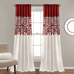 Lush Decor Estate Garden Print Curtains Light Filtering Window Panel Set for Living, Dining, Bedroom (Pair), 84” x 52”, Red Lush Decor Estate Garden Print Curtains Light Filtering Window Panel Set for Living, Dining, Bedroom (Pair), 84” x 52”, Red