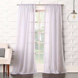 No. 918 Tayla Crushed Texture Semi Sheer Curtains White 50" x 108 No. 918 Tayla Crushed Texture Semi Sheer Curtains White 50" x 108