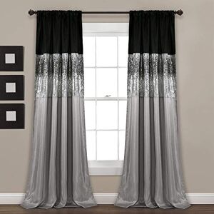 Lush Decor Night Sky Window Curtain Single Panel, Faux Silk Polyester, Silver and Black, 42" W x 84" L (Pack of 1) Lush Decor Night Sky Window Curtain Single Panel, Faux Silk Polyester, Silver and Black, 42" W x 84" L (Pack of 1)