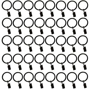 TEJATAN 2 Inch Set of 40 Metal Curtain Rings with Clips and Eyelets (Also Known as Rings with Curtain Clips/Curtain Clip Rings/Drapery Rings) TEJATAN 2 Inch Set of 40 Metal Curtain Rings with Clips and Eyelets (Also Known as Rings with Curtain Clips/Curtain Clip Rings/Drapery Rings)