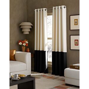 Curtainworks Curtain Panel, Fabric, Cream & Black, 120 in Curtainworks Curtain Panel, Fabric, Cream & Black, 120 in