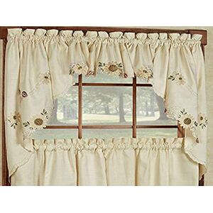 Sweet Home Collection Sunflower Cream Embroidered Kitchen Curtains Swag Pair Sweet Home Collection Sunflower Cream Embroidered Kitchen Curtains Swag Pair