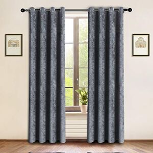 ELKCA Thick Double-Sided Chenille Window Curtains for Living Room Grey Room Curtains for Window,Grommet Top, Pack of 2 (Grey, 52" W x 96" L) ELKCA Thick Double-Sided Chenille Window Curtains for Living Room Grey Room Curtains for Window,Grommet Top, Pack of 2 (Grey, 52" W x 96" L)