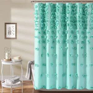 Lush Decor Riley Shower Curtain, 72" W x 72" L, Aqua Luxury Shower Curtain With Bows Charming Texture Beautiful & Elegant Girly Bathroom Accessory Romantic, Vintage Glam Bathroom Decor Lush Decor Riley Shower Curtain, 72" W x 72" L, Aqua Luxury Shower Curtain With Bows Charming Texture Beautiful & Elegant Girly Bathroom Accessory Romantic, Vintage Glam Bathroom Decor