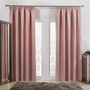 Dreamscene Pencil Pleat Blackout Curtains Set of 2 Thermal Tape Top Heading Panels, Blush Pink Width 66" x Drop 54 Dreamscene Pencil Pleat Blackout Curtains Set of 2 Thermal Tape Top Heading Panels, Blush Pink Width 66" x Drop 54