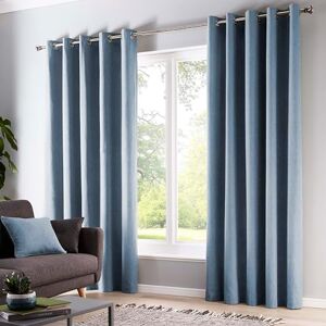 Fusion Sorbonne Eyelet Curtains – Light Sky Blue Cotton Drapes – 117 x 137cm (46" x 54") – Fully Lined Window Curtains for Bedroom & Living Room – Soft Blue Door Curtain – Pair Fusion Sorbonne Eyelet Curtains – Light Sky Blue Cotton Drapes – 117 x 137cm (46" x 54") – Fully Lined Window Curtains for Bedroom & Living Room – Soft Blue Door Curtain – Pair