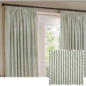 furn. Yard Hebden Pencil Pleat Curtain Pair – Ultra Soft Cotton Lined Striped Curtains (Forest 229x229cm) furn. Yard Hebden Pencil Pleat Curtain Pair – Ultra Soft Cotton Lined Striped Curtains (Forest 229x229cm)
