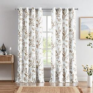 Melodieux Floral Curtains 96 Inches Long for Living Room, Farmhouse Coffee Apricot Flower Print White Decorative Grommet Drapes, 52x96 Inch, 2 Panels Melodieux Floral Curtains 96 Inches Long for Living Room, Farmhouse Coffee Apricot Flower Print White Decorative Grommet Drapes, 52x96 Inch, 2 Panels