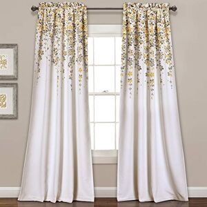 Lush Decor Weeping Flower Light Filtering Window Curtain Panels, Pair, 52" W x 95" L + 2" Header, Yellow & Gray Charming Modern Floral Curtains for Living Room, Dining Room, & Bedroom Lush Decor Weeping Flower Light Filtering Window Curtain Panels, Pair, 52" W x 95" L + 2" Header, Yellow & Gray Charming Modern Floral Curtains for Living Room, Dining Room, & Bedroom