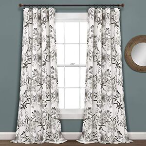 Lush Decor Botanical Garden Curtains Floral Bird Print Room Darkening Window Panel Drapes Set for Living, Dining, Bedroom (Pair), Gray & White, 52" W x 84L Lush Decor Botanical Garden Curtains Floral Bird Print Room Darkening Window Panel Drapes Set for Living, Dining, Bedroom (Pair), Gray & White, 52" W x 84L