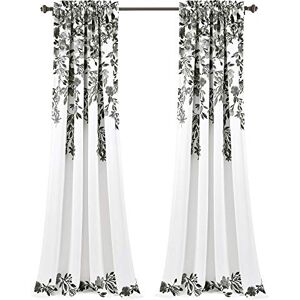 Lush Decor Tanisha Curtains Light Filtering Floral Vine Print Design Window Panel Set (Pair), 52" W x 84" L, Black & White Lush Decor Tanisha Curtains Light Filtering Floral Vine Print Design Window Panel Set (Pair), 52" W x 84" L, Black & White