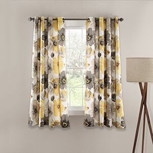 Lush Decor Leah Floral Insulated Grommet, Polyester, Yellow and Gray, 52W x 63L Lush Decor Leah Floral Insulated Grommet, Polyester, Yellow and Gray, 52W x 63L