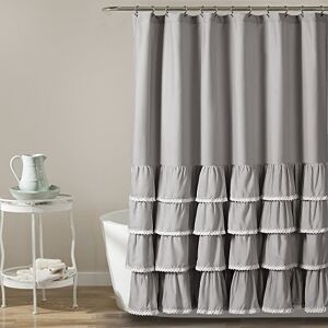 Lush Decor Ella Lace Ruffle Shower Curtain, 72" x 72", Gray Lush Decor Ella Lace Ruffle Shower Curtain, 72" x 72", Gray