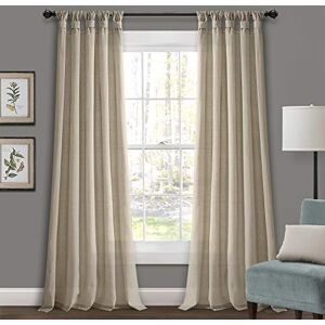 Lush Decor Burlap Knotted Tab Top Window Curtain Panel Pair, 108" L x 45" W, Dark Linen Lush Decor Burlap Knotted Tab Top Window Curtain Panel Pair, 108" L x 45" W, Dark Linen