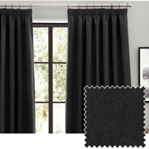 furn. Dawn Textured Blackout Pencil Pleat Curtains – Thermal Lined Pair (Black Width 168 x Drop 137cm) furn. Dawn Textured Blackout Pencil Pleat Curtains – Thermal Lined Pair (Black Width 168 x Drop 137cm)