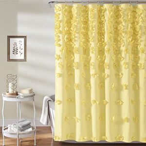 Lush Decor Riley Shower Curtain, 72" W x 72" L, Yellow Luxury Shower Curtain With Bows Charming Texture Beautiful & Elegant Girly Bathroom Accessory Romantic, Vintage Glam Bathroom Decor Lush Decor Riley Shower Curtain, 72" W x 72" L, Yellow Luxury Shower Curtain With Bows Charming Texture Beautiful & Elegant Girly Bathroom Accessory Romantic, Vintage Glam Bathroom Decor