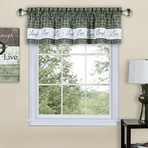 ACHIM Soft Valance Window Curtains 58 Inch Width, 14 Inch Length Live, Love Laugh (Green) Wrinkle-Free Light Filtering Polyester Drapes for Bedroom Living & Dining Room by Home Decor ACHIM Soft Valance Window Curtains 58 Inch Width, 14 Inch Length Live, Love Laugh (Green) Wrinkle-Free Light Filtering Polyester Drapes for Bedroom Living & Dining Room by Home Decor