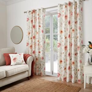 Dreams & Drapes White & Red Floral Curtains W90 x L90 (229 x 229cm) Coral Red Flower Eyelet Curtains Traditional/Botanical Drapes for Living Room & Bedroom Nadia Collection Dreams & Drapes White & Red Floral Curtains W90 x L90 (229 x 229cm) Coral Red Flower Eyelet Curtains Traditional/Botanical Drapes for Living Room & Bedroom Nadia Collection
