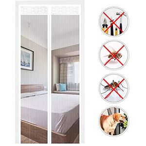 EXTSUD Magnetic Screen Door, Polyester Magnetic Door Fly Screen Curtain Magic Paste Curtains Super Quiet Stripes Encryption for Anti Mosquito or Anti Pest Magnetic Soft Door (White, 120x220 cm) EXTSUD Magnetic Screen Door, Polyester Magnetic Door Fly Screen Curtain Magic Paste Curtains Super Quiet Stripes Encryption for Anti Mosquito or Anti Pest Magnetic Soft Door (White, 120x220 cm)