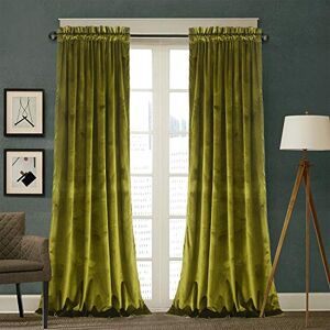Roslynwood Velvet Curtains 2 Panels Set, Block Light Thermal Insulated Velour Rod Pocket Drapes for Bedroom and Living Room (52 x 84 inch, OliveGreen) Roslynwood Velvet Curtains 2 Panels Set, Block Light Thermal Insulated Velour Rod Pocket Drapes for Bedroom and Living Room (52 x 84 inch, OliveGreen)