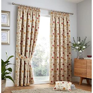 Curtina Natural & Red Floral Curtains W46 x L72 – Jacquard Pencil Pleat – Heavyweight Vintage Drapes – 2 Panels – Bedroom & Living Room Window Treatment – Classic Flower Design Curtina Natural & Red Floral Curtains W46 x L72 – Jacquard Pencil Pleat – Heavyweight Vintage Drapes – 2 Panels – Bedroom & Living Room Window Treatment – Classic Flower Design