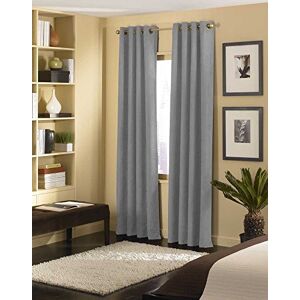 Curtainworks Cameron Grommet Curtain Panel, 50 by 144", Pewter Curtainworks Cameron Grommet Curtain Panel, 50 by 144", Pewter
