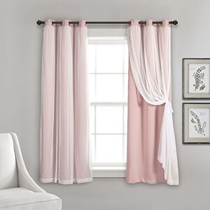 Lush Decor Grommet Sheer Panels with Insulated Blackout Lining Window Curtain Panel Pair, 45" L x 38" W, Pink Lush Decor Grommet Sheer Panels with Insulated Blackout Lining Window Curtain Panel Pair, 45" L x 38" W, Pink