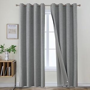 Joydeco Light Grey Blackout Curtains 96 Inches Long for Living Room, 100% Blackout Curtains for Bedroom, Linen Room Darkening Burlap Grommet Textured Drapes (42x95 inch, Light Grey) Joydeco Light Grey Blackout Curtains 96 Inches Long for Living Room, 100% Blackout Curtains for Bedroom, Linen Room Darkening Burlap Grommet Textured Drapes (42x95 inch, Light Grey)