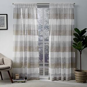 Exclusive Home Curtains Bern Sheer Rod Pocket Top Panel Pair, Cafe, 54x84, 2 Piece Exclusive Home Curtains Bern Sheer Rod Pocket Top Panel Pair, Cafe, 54x84, 2 Piece