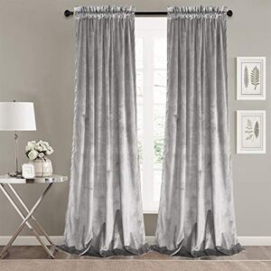 Roslynwood Home Living Room Black Silver Velvet Curtains Sound Reducing Heavy Solid Rod Pocket Drapes/ 52Wx96L Silver, 2 Panels Roslynwood Home Living Room Black Silver Velvet Curtains Sound Reducing Heavy Solid Rod Pocket Drapes/ 52Wx96L Silver, 2 Panels