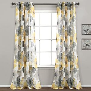 Lush Decor Leah Room Darkening Window Curtain Panel Pair Floral Insulated Grommet, 52" W x 84" L, Yellow & Gray Lush Decor Leah Room Darkening Window Curtain Panel Pair Floral Insulated Grommet, 52" W x 84" L, Yellow & Gray